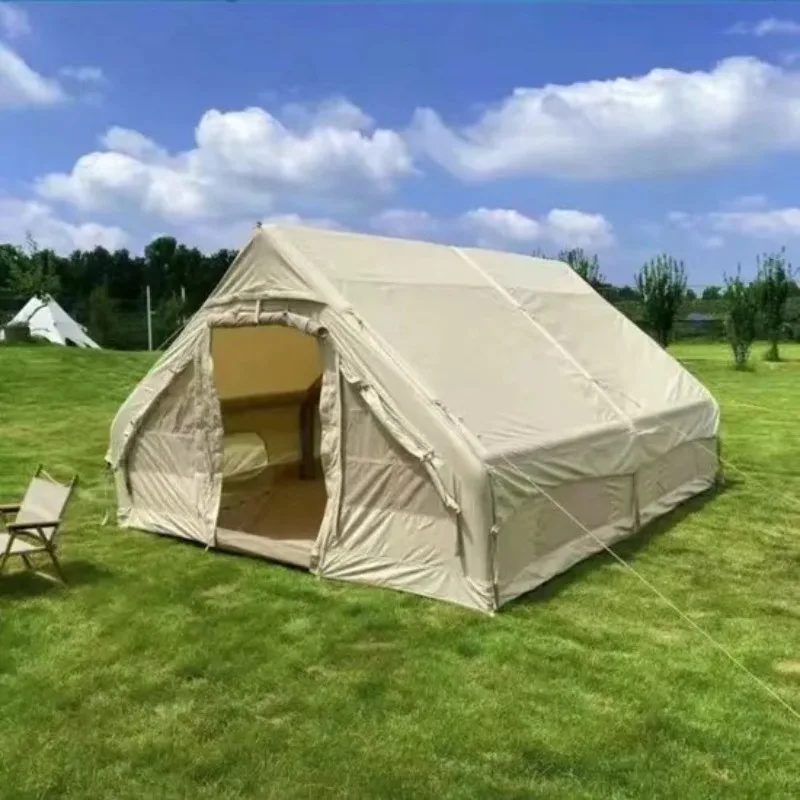 4-6 person inflatable camping tent with pump waterproof and windproof, with mesh doors and windows for easy setup