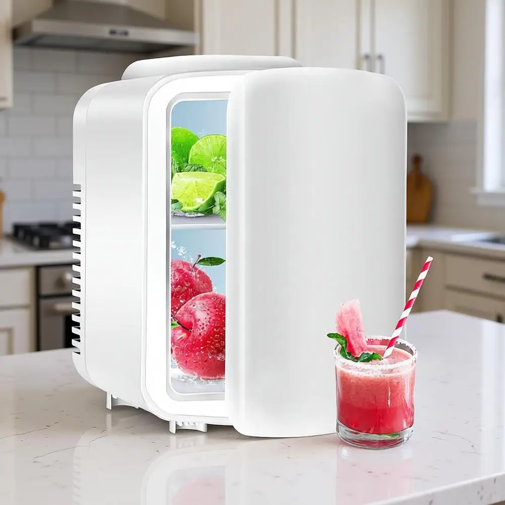 

Портативный мини-холодильник/нагреватель на 4 л/6 банок, компактный, для косметики, напитков, еды, спальни, общежития, белый, энергоэффективный