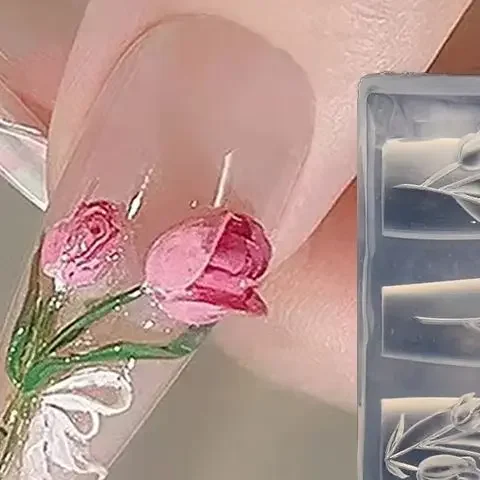 1 Pcs DIY Silicone Manicure Mold Tulip Sea Shell Jellyfish Goldfish Starfish 3D Acrylic Nail Mold Nail Decorations Nail Art Mold