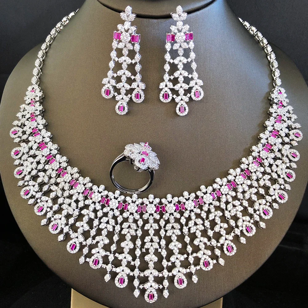 

Soramoore оригинальное роскошное ожерелье, браслет, серьги, кольцо, 4 шт. для женщин, Россия, Дубай, свадебные комплекты ювелирных изделий