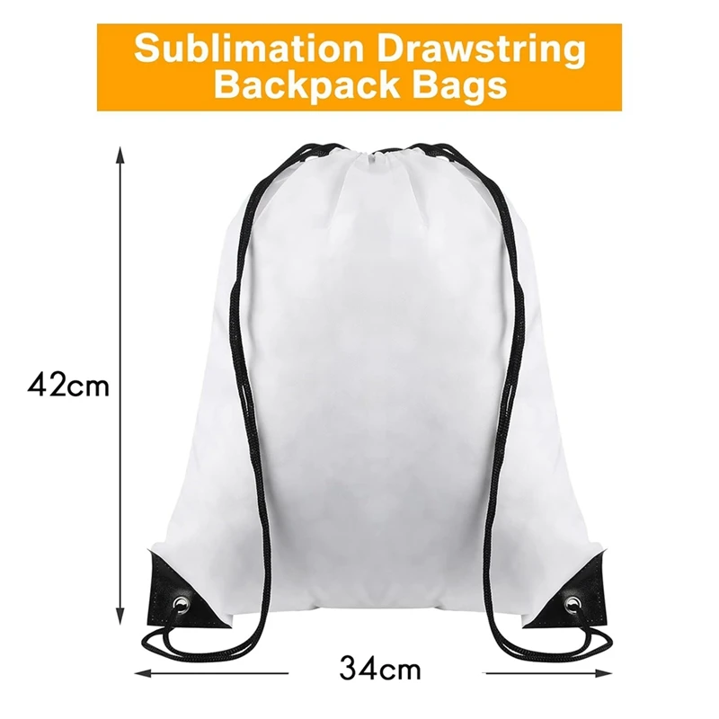 25 Pcs Sublimation Drawstring Bags Bulk White Blank Drawstring Backpacks Reusable Gym Sport Sinch Sack Backpack