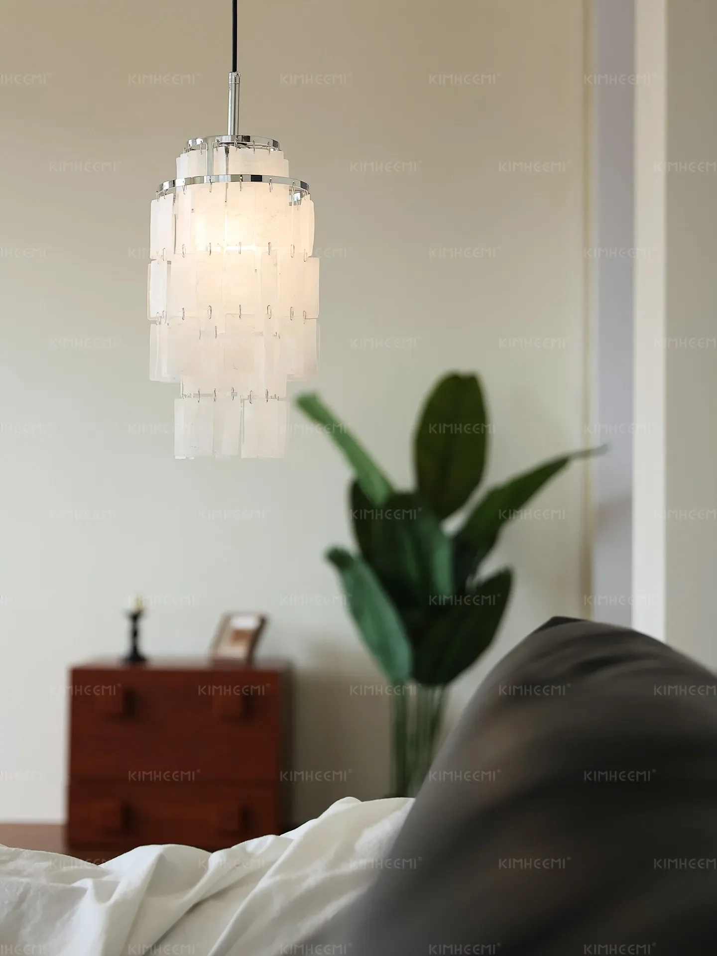 Shell bedside chandelier, bedroom porch, aisle silver foil lamp