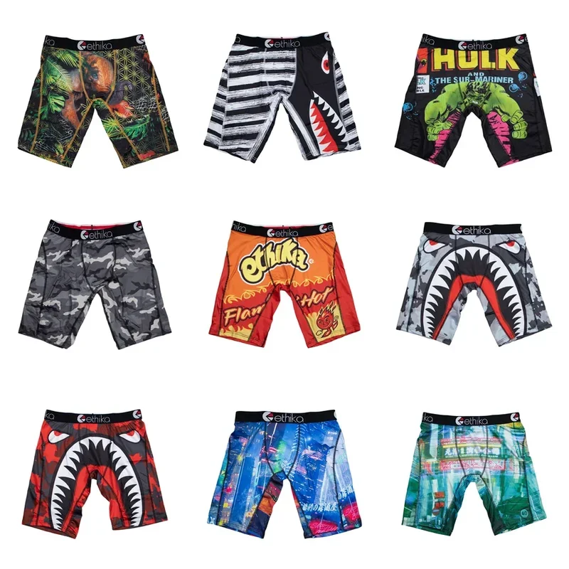 

Мужское нижнее белье размера плюс ETHIKA, 1 шт., боксеры, дышащие мужские плавки с принтом 3XL, мужские трусы для плавания, мужские трусы-боксеры