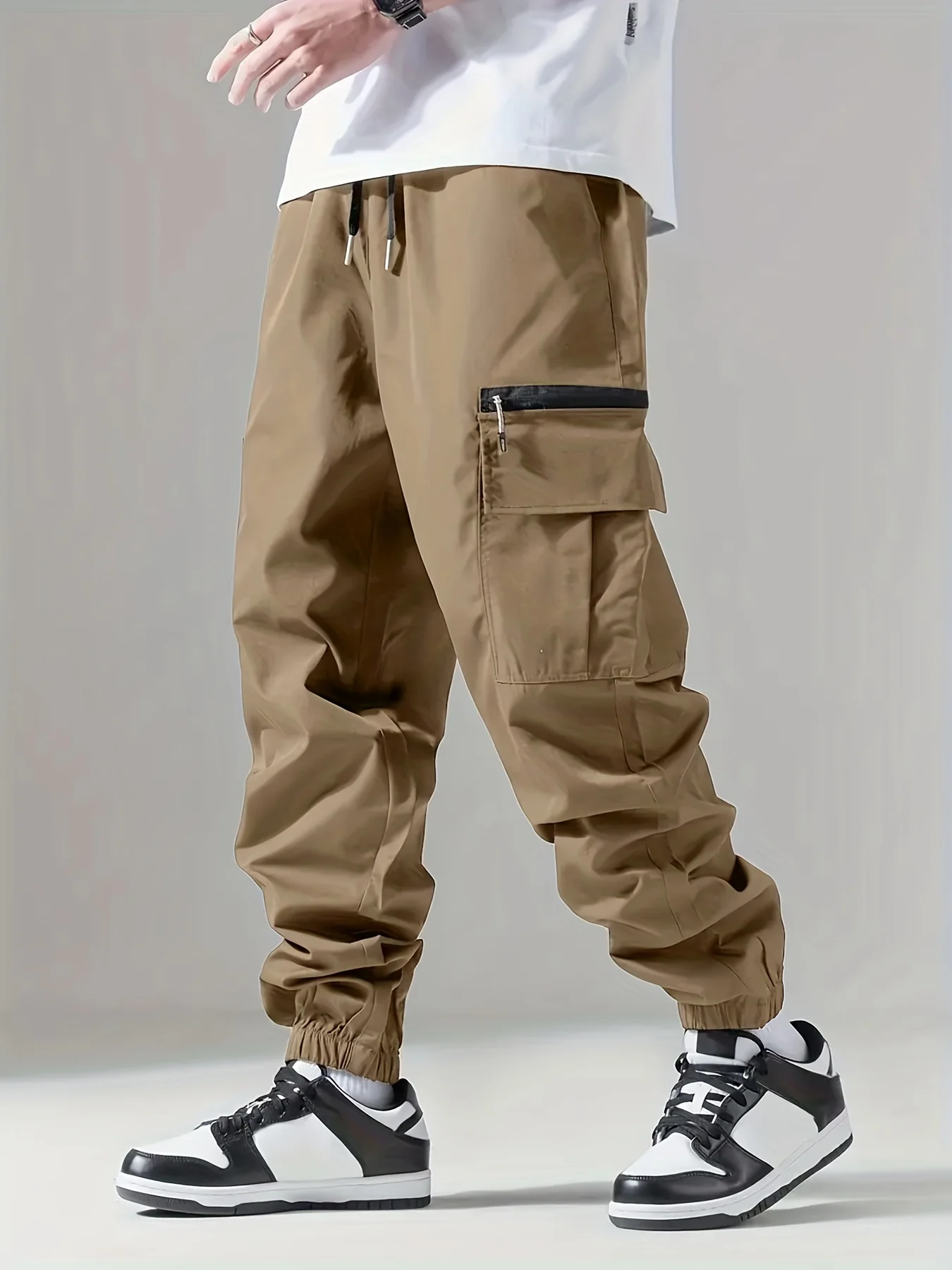 Men's Cargo Pants, Thin Trousers, Comfortable and Breathable, Outdoor Casual, Wearable, Running, Cycling, Multi-pocket 004