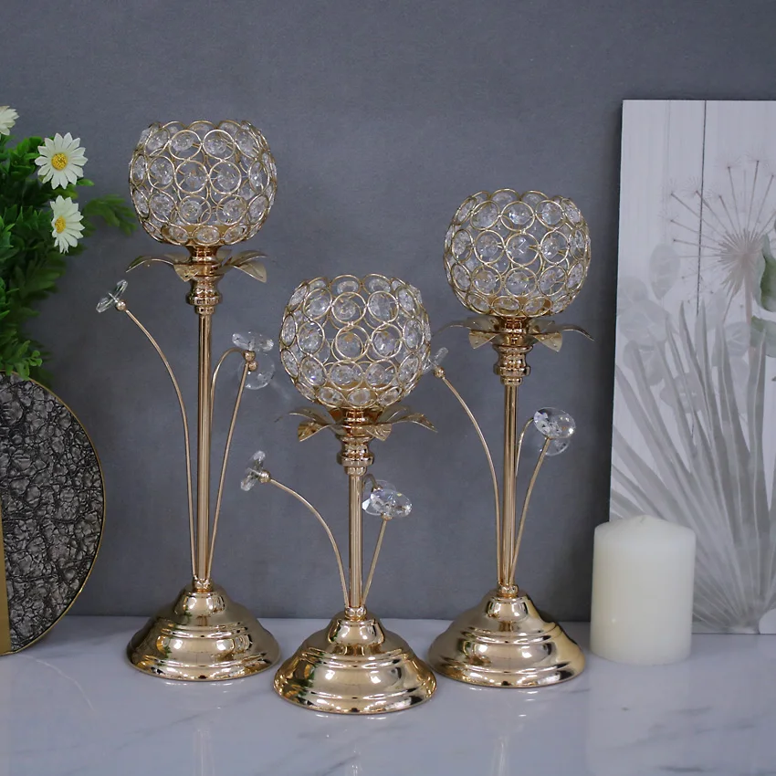 

Newly designed metal crystal candle holder wedding centerpiece crystal candle holder, home decoration, dining table centerpiece