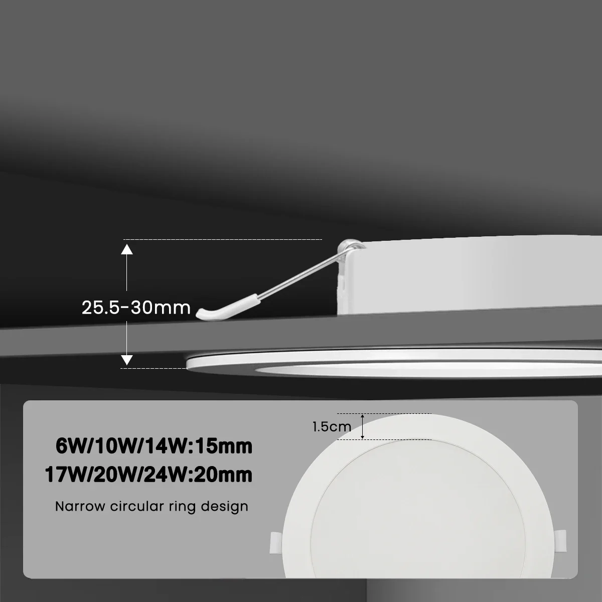 ダイヤルとスイッチ付きの丸い埋め込み式LEDシーリングライト,屋内照明,20w,24w,100-240v,3000k,4000k,6500k,2個