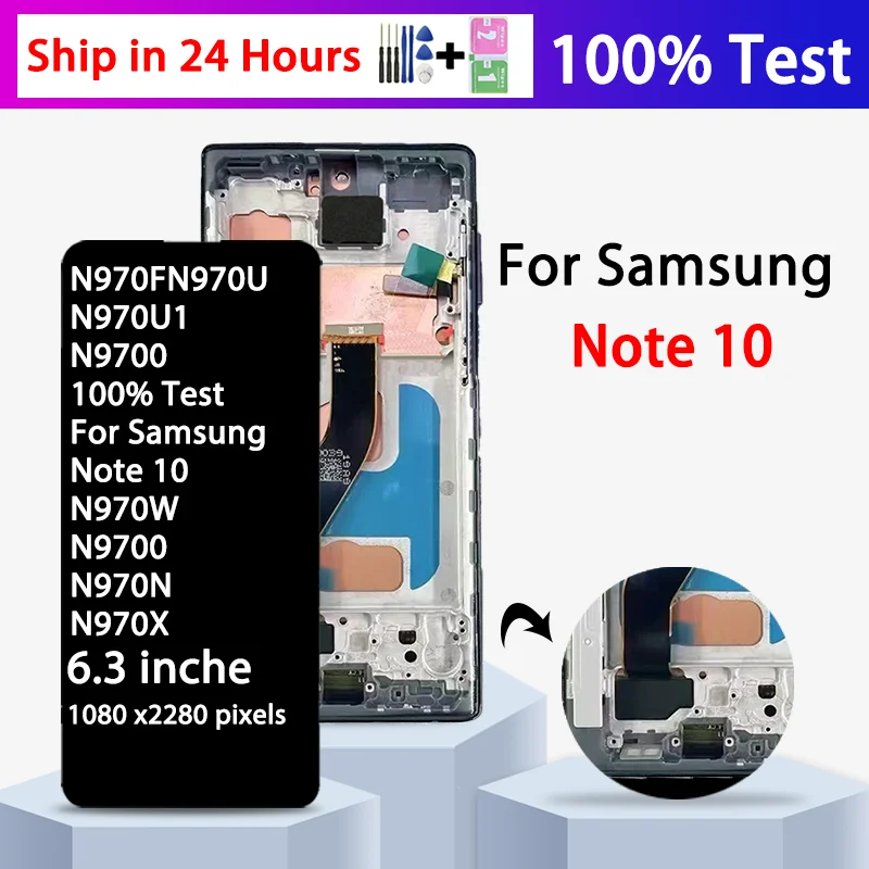 タッチスクリーンデジタイザーフレーム付きの高品質交換アセンブリsamsung-note-10n970n970f