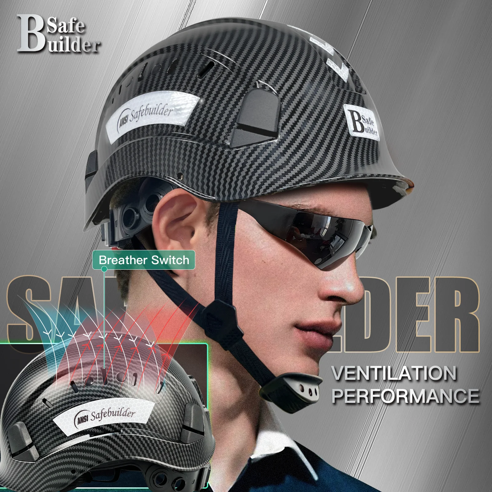 Construction Safety Helmet ABS Hard Hat Adjustable Ventilation System Hardhats Industrial Work Head Protection ANSI/ISEA Z89.1 image 2