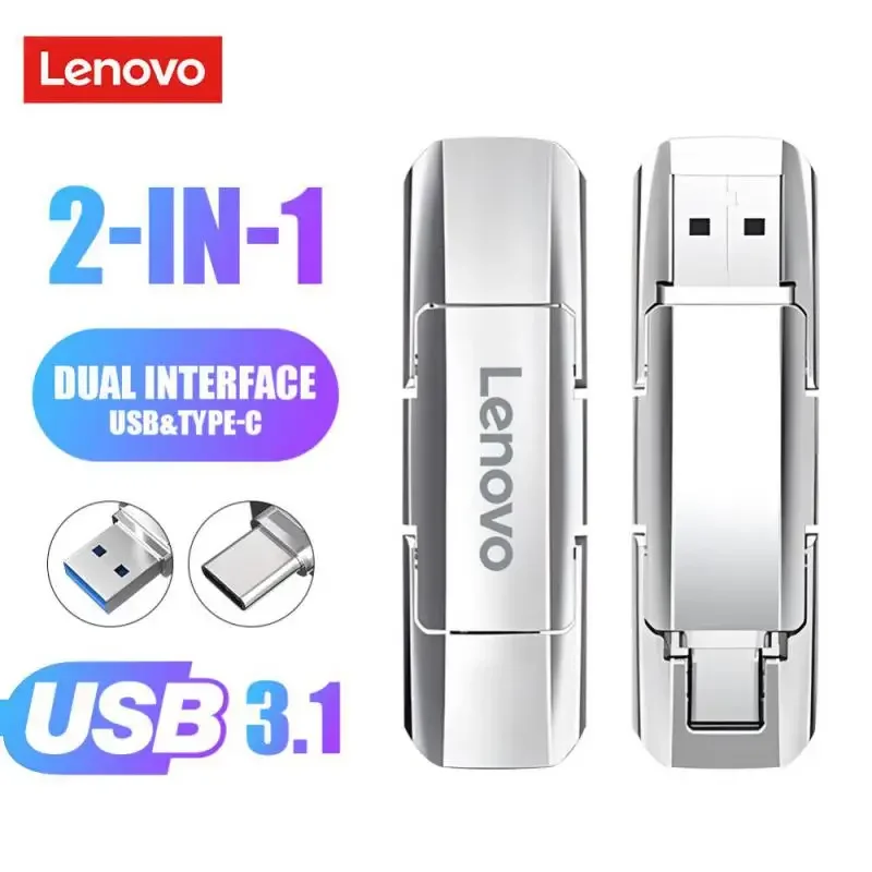 레노버 USB 3.0 C타입 플래시 드라이브, 고속 펜 드라이브, 고용량 스틱 메모리, 휴대용 U 디스크, 2TB, 1TB, 512GB, 256GB