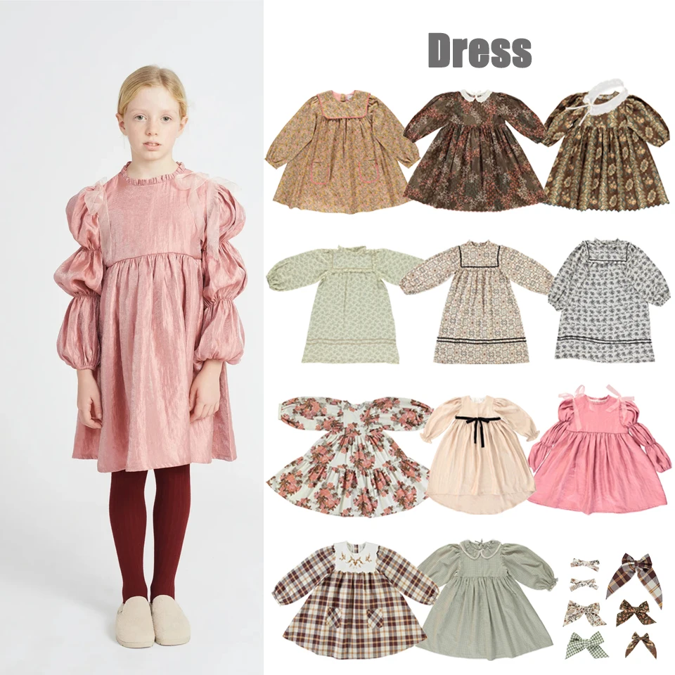 

Bebe-organic Spring and Autumn Dress For Girl Floral Dresses Kids Birthday Party Gift Newborn Pink Flower Childern Lace Ruffle