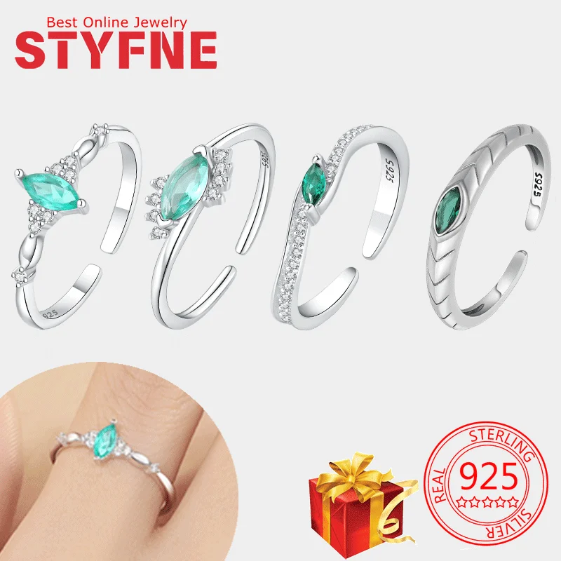 

Woman Rings S925 Sterling Silver Ring for Green Cubic Zirconia Ring To My Daughter Rings With Gift Bag