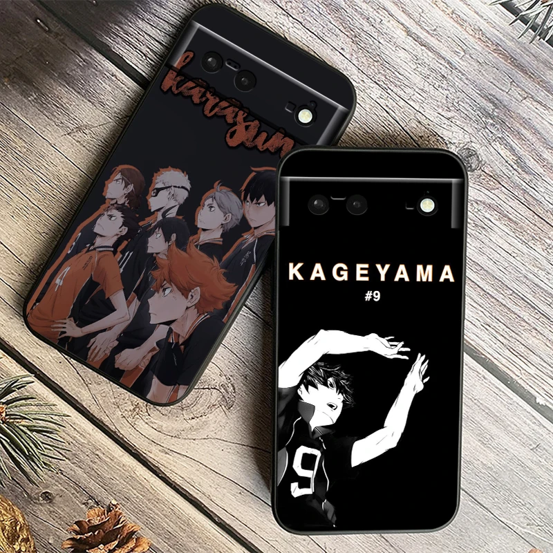 Anime H-Haikyuu T-Tobio For Google Pixel 9 8 7A 7 6A 6 5A 5 4 4A XL 5G Black Silicon Shockproof Shell Cover Phone Case