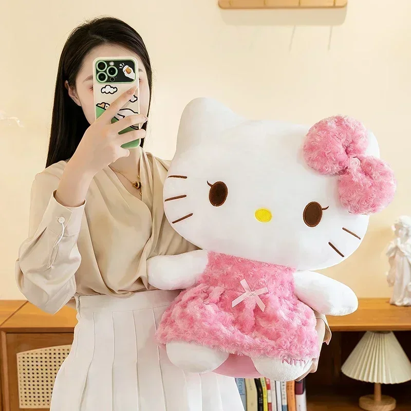 65cm Sanrio Hello Kitty Kawaii Rose My Melody Plush Toy Anime Cartoon Anime Big Size Soft Stuffed Doll Pillow Kids Birthday Gift