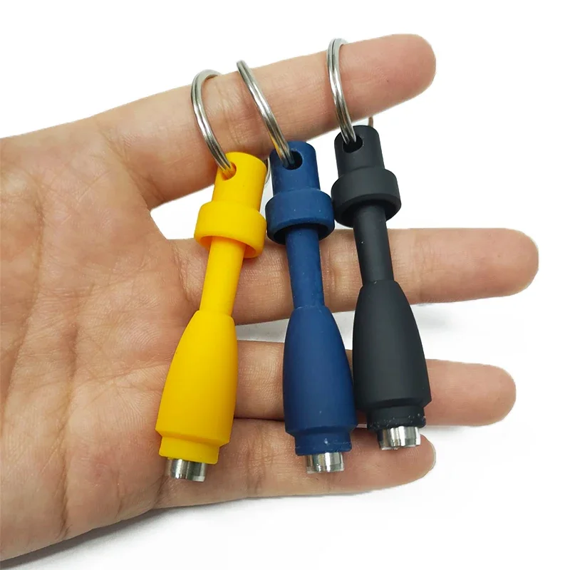 2pcs/lots Mini Stainless Steel Blade Cigar Drill Hole Cigar Punch Portable Cigar Puncher with Key Ring Clip Rubber