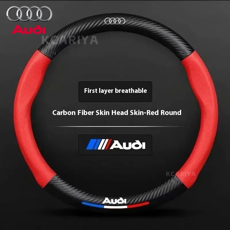 

Car Ventilate Anti-Slip Carbon Fiber Steering Wheel Cover For Audi S3 S4 S5 S6 RS3 RS4 Q3 Q5 Q7 Q8 TT A3 A4 A5 A6 A7 A8 SQ5 RSQ5