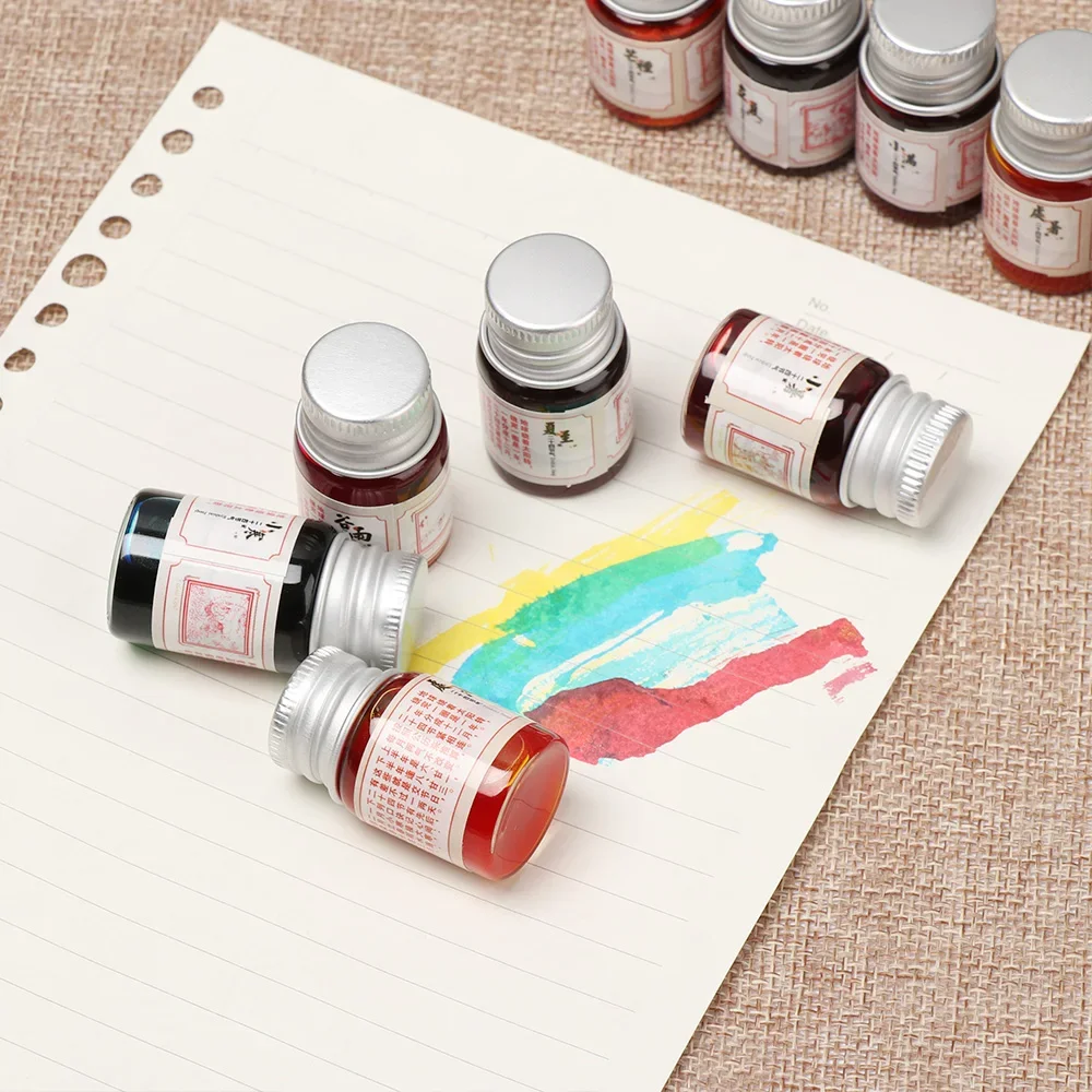 1 PC 5 ML 24 Kleur Kalligrafie Schrijven Verf Vulpen Inkt Met Glitter Poeder Handtekening Pen Kroontjespen Gekleurde inkt Schrijven Supply