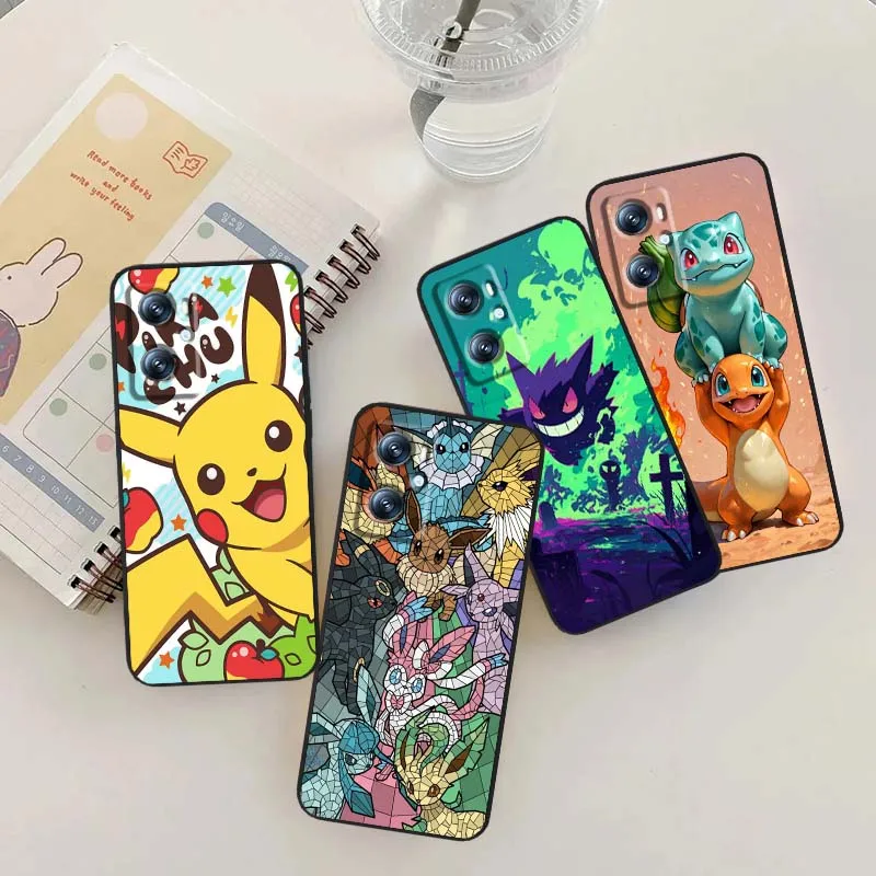 

P-Pokemon Popular Cartoon For OPPO Reno 7 A96 A40 A58 5 6 Realme GT A74 A78 Neo2 A74 A78 Find X5 X3 X7 X8 Black Phone Case