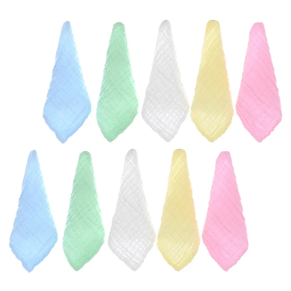 

10pcs Baby Cotton Washcloths 6-Layer Soft Absorbent Newborn Face Towels Muslin Bath Wipes For Kids Toddler Gentle On Skin Burp