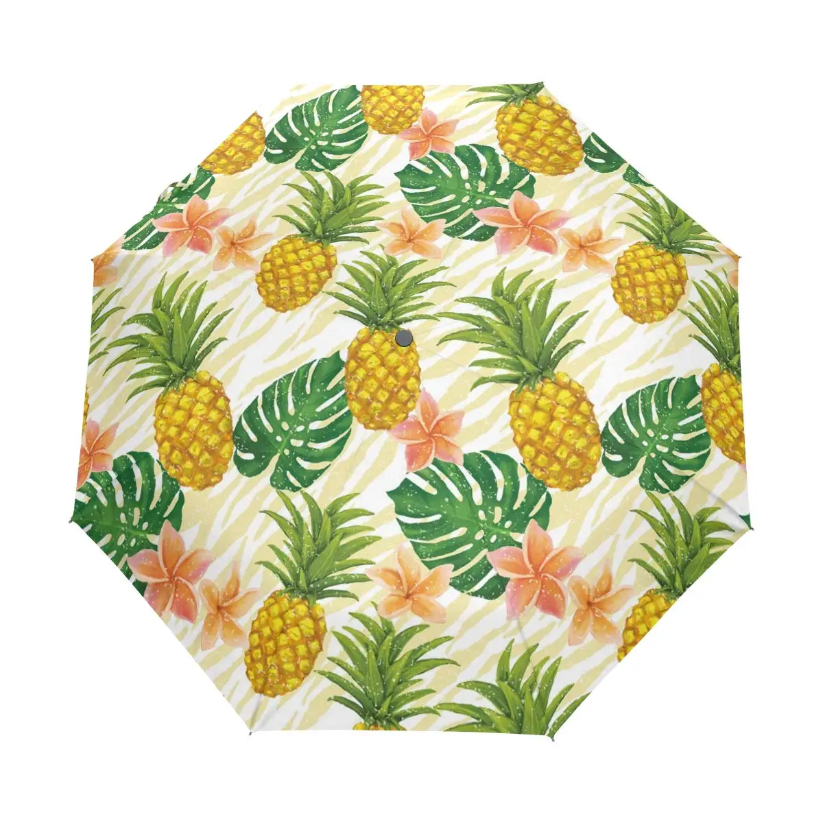 Pineapple Splash Ink Tie Dye Folding Rain Sun Umbrella Tropic Fruit Travel Umbrellas Compact Lightweight Windproof for Teens