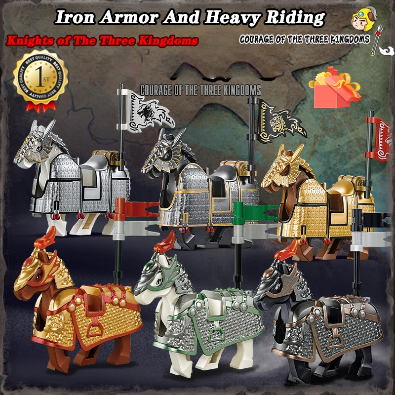 

New Chinese History The Three Kingdoms Mount War Horse Armor 2024 DIY Building Blocks Toys Friends Gift For Boys Girls Juguetes