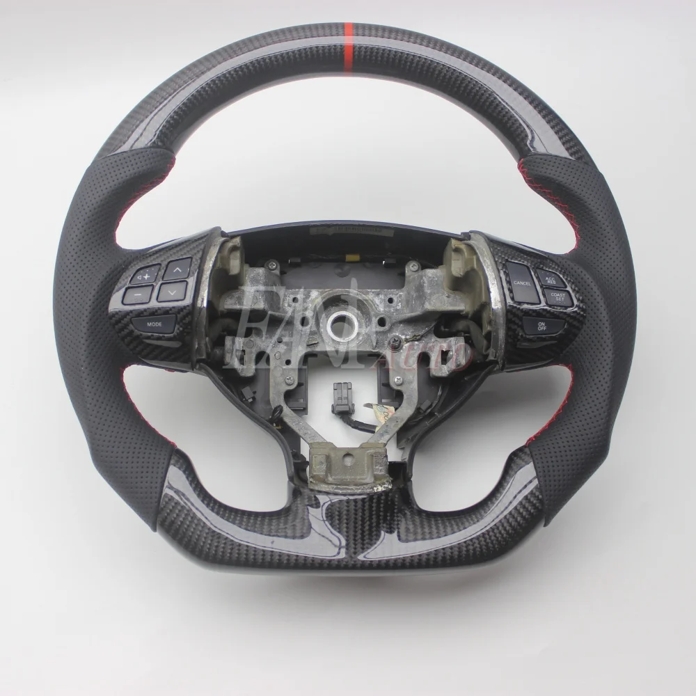 Replacement D Shape Real Carbon Fiber Steering Wheel with Leather for Mitsubishi ASX OUTLANDER 2007-2013
