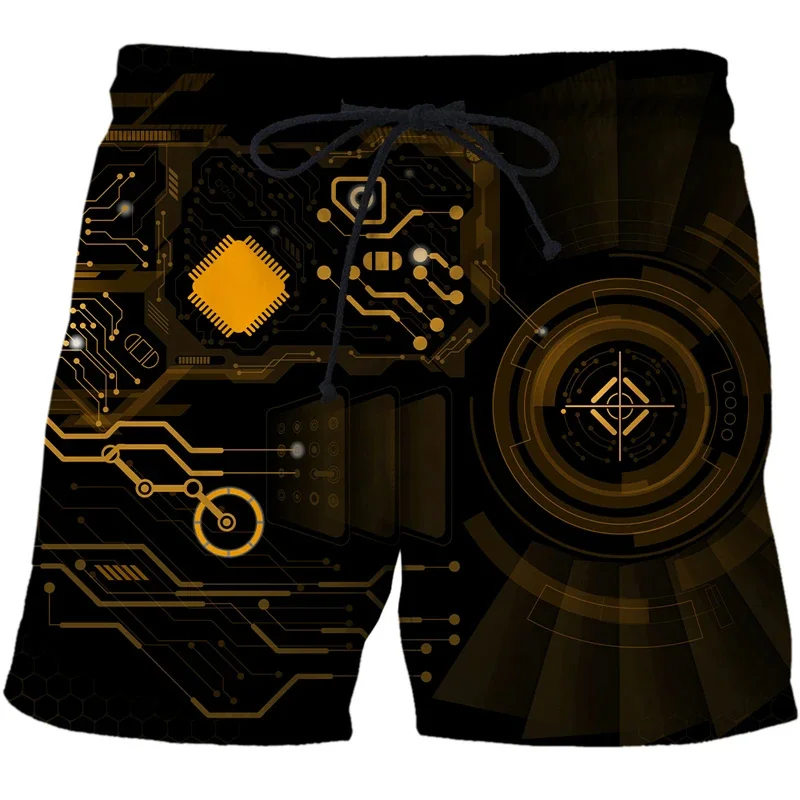 Short de plage Harajuku pour homme, impression 3D, intelligence artificielle, technologie de l'information, short graphique 5G, pantalon court, été