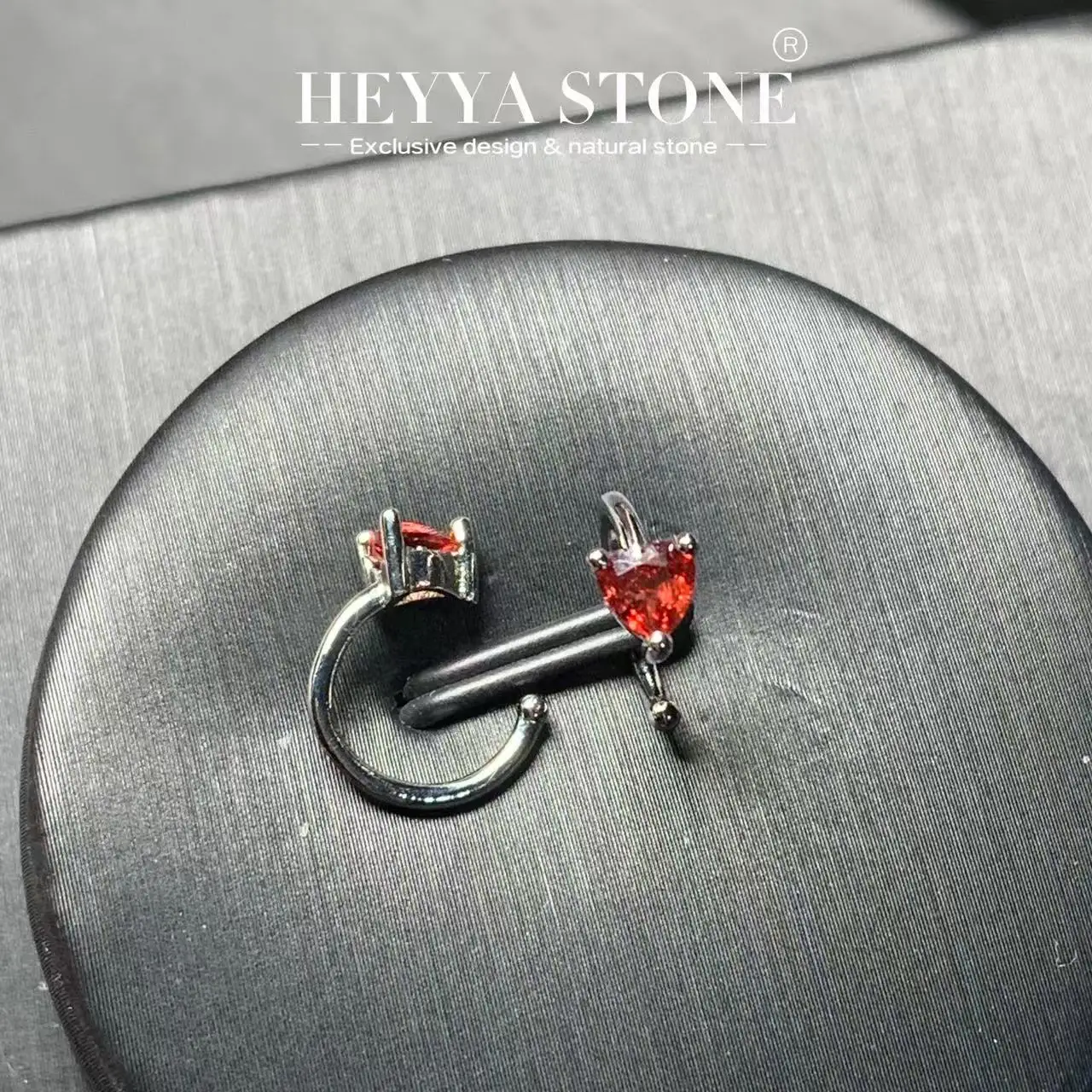 HEYYA STONE Vintage Natural GARNET Hoop Earrings Simple Classic Round Circle Gemstone Jewelry Handmade 14K GOLD exclusive