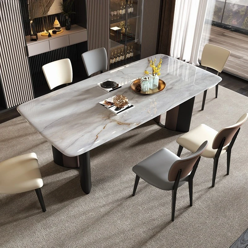 Italian style restaurant natural luxury stone microcrystalline stone dining table marble dining table dining table chairs