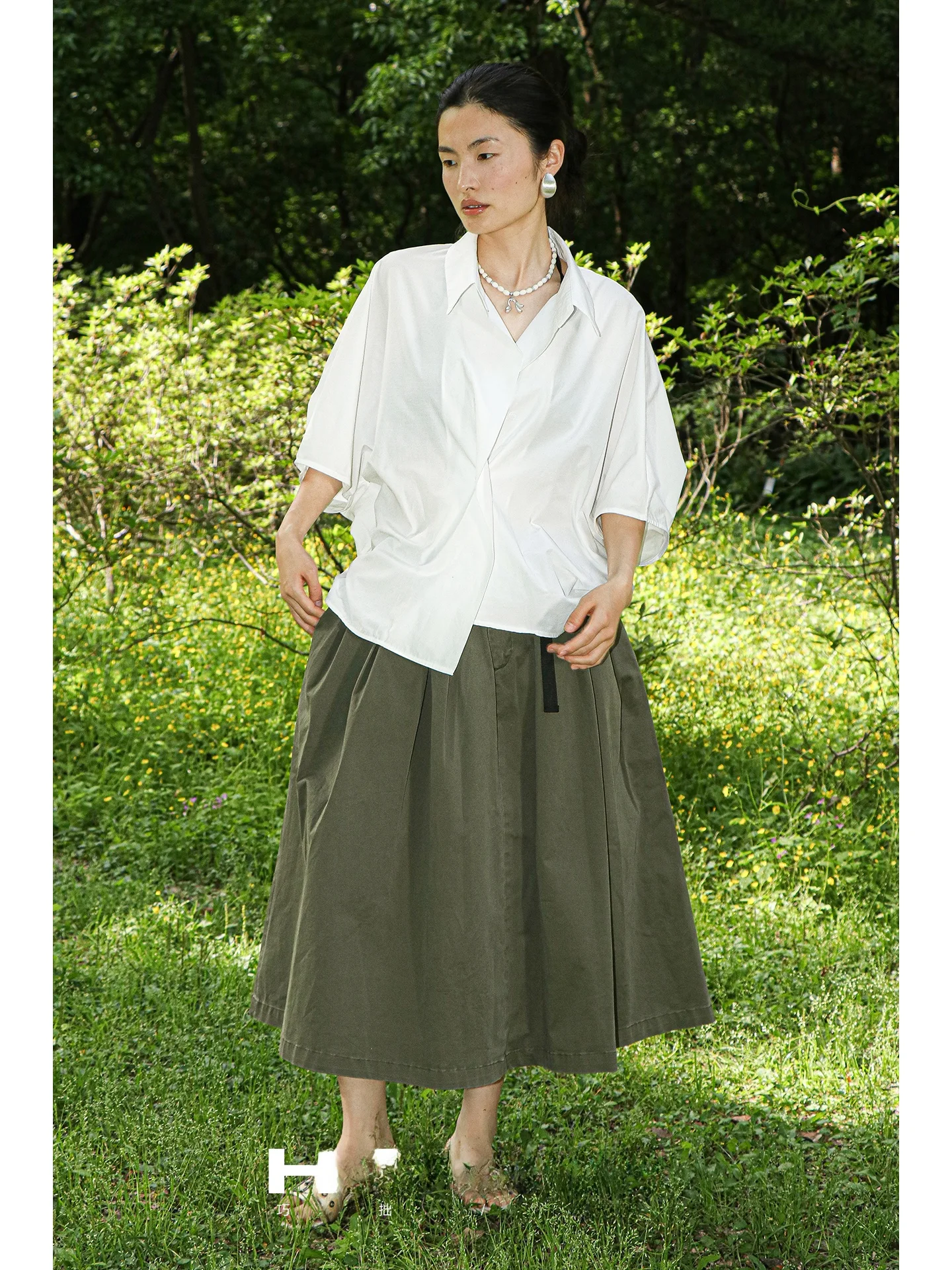 

Оригинальная винтажная юбка-солнце с широким подолом, хлопковая, А-силуэта, средней длины, для повседневной носки, с завышенной талией