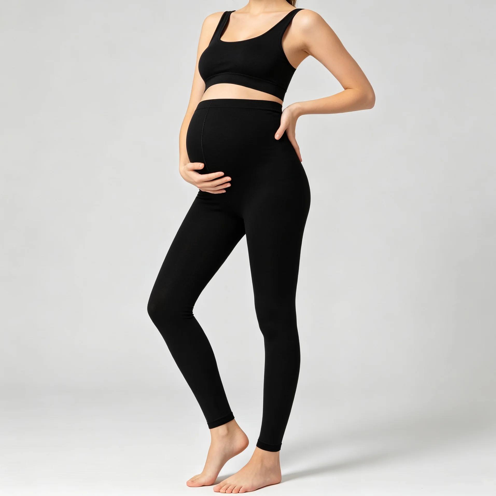 1Pair Women Maternity Leggings High Waist Belly Support Soft Stretch Pregnant Ladies Daily Autumn Winter Pants