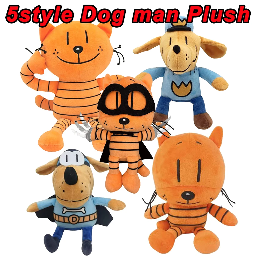 

5style 25cm Dog Man Plush Toys Dogman Soft Stuffed Doll Cartoon Petey the Cat Puppy Chief Plushie Animals Figures Birthday Gifts