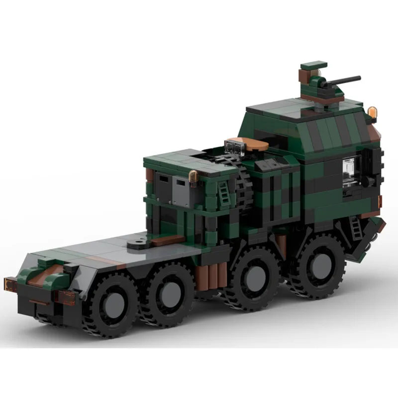 MOC-183424 New Classic Military Cargo Trailer Building Block Model, 967 Parts, Birthday Building Block Toy for Boys and Children