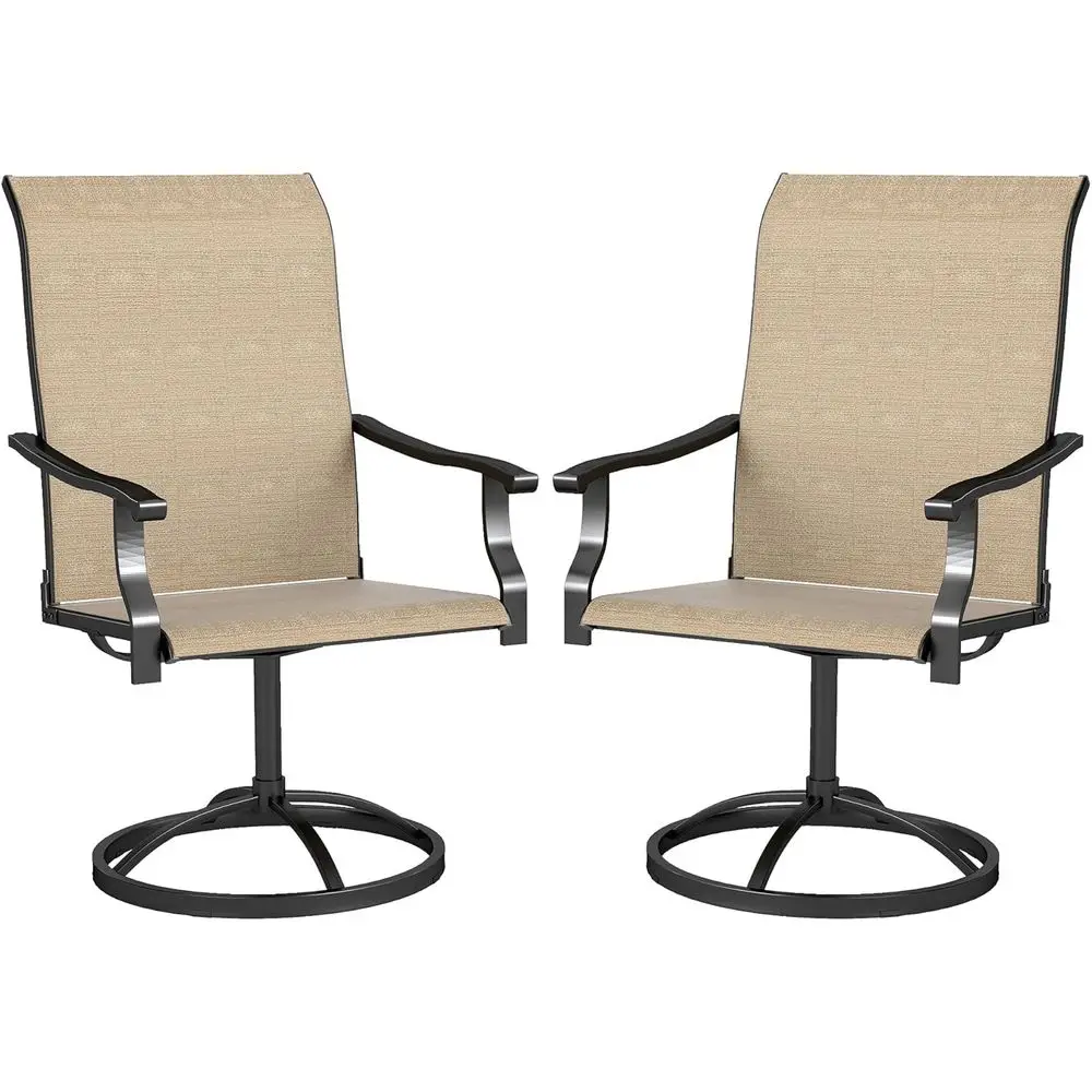 

Outdoor Patio Swivel Chairs Set of 2, High Back Patio Dining Chairs with All-Weather Mesh Fabric and Metal for Backyard, Lawn, P