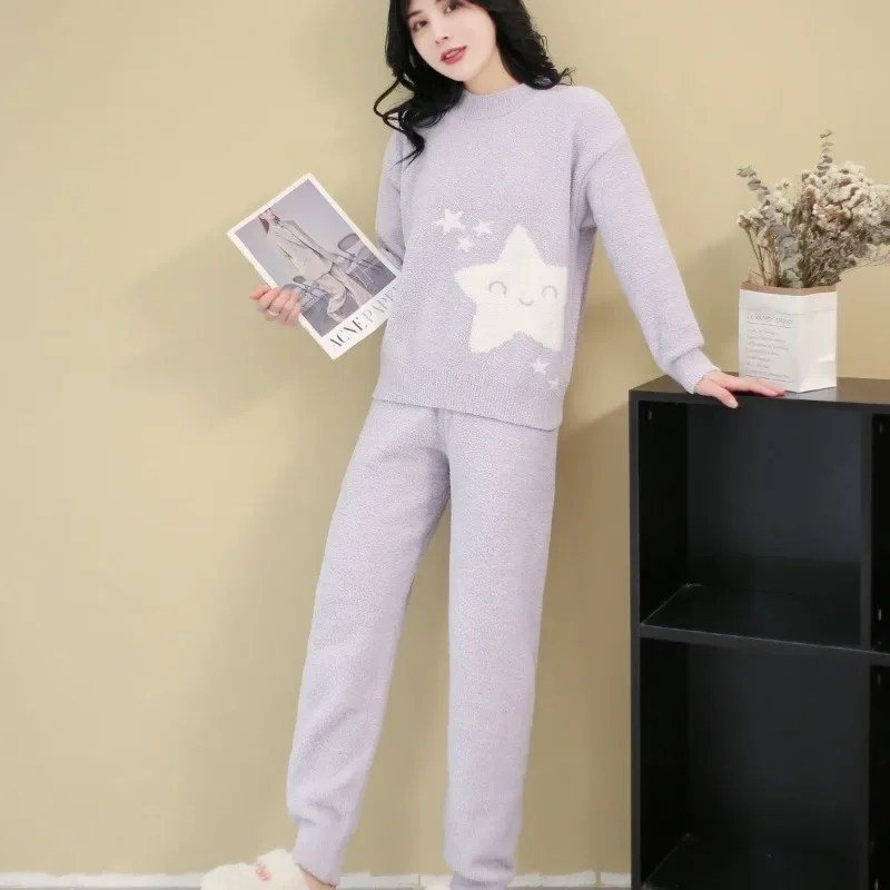 Ensemble de pyjama en velours fin pour femme, vêtements de maison chauds, simple et confortable à porter à l'extérieur, nuage, haute qualité, automne et hiver