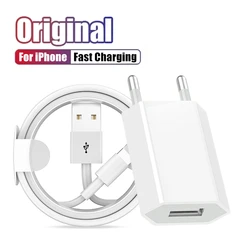 Cavo caricatore da muro USB da viaggio UE per iPhone 6S 7 8 Plus X XR XS 11 12 13 14 Pro Max 1m 1,5m 2m Cavo di ricarica USB Adattatore di alimentazione