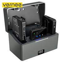 vernee V3 Wireless Microphone Lavalier 180m Range Noise Cancellation Mini Mic for iPhone Camera 20H Battery for Photography Vlog