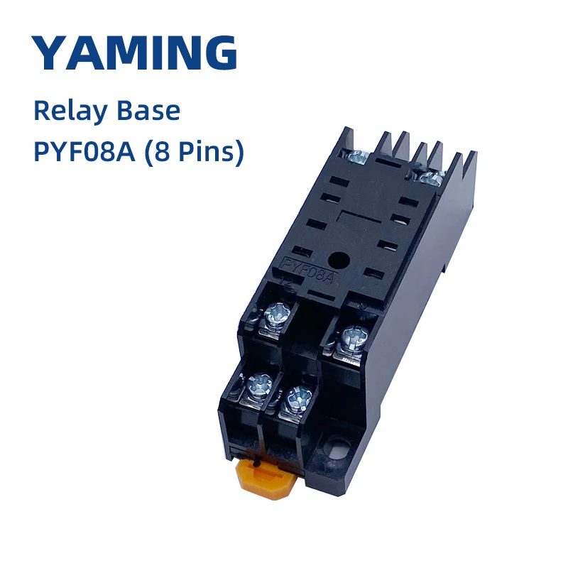 PYF08A Intermediate Relay Base Socket For HH52P/MY2 Eight Pins Terminal Socket Black 5A Power Control DIN Rail 2NO 2NC