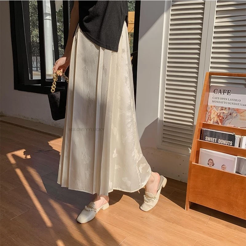 

National Wind New Chinese Style Butterfly Jacquard Temperament Improved Half Skirt Daily Hanfu Long Women Daily Skirt