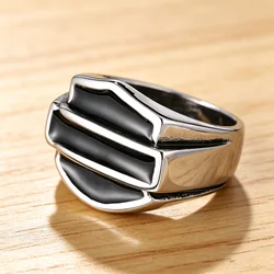 RETROLINK Vintage Shield Titanium Steel Ring New Retro Hip-hop Viking Biker Jewelry Men's Cool Party Ring