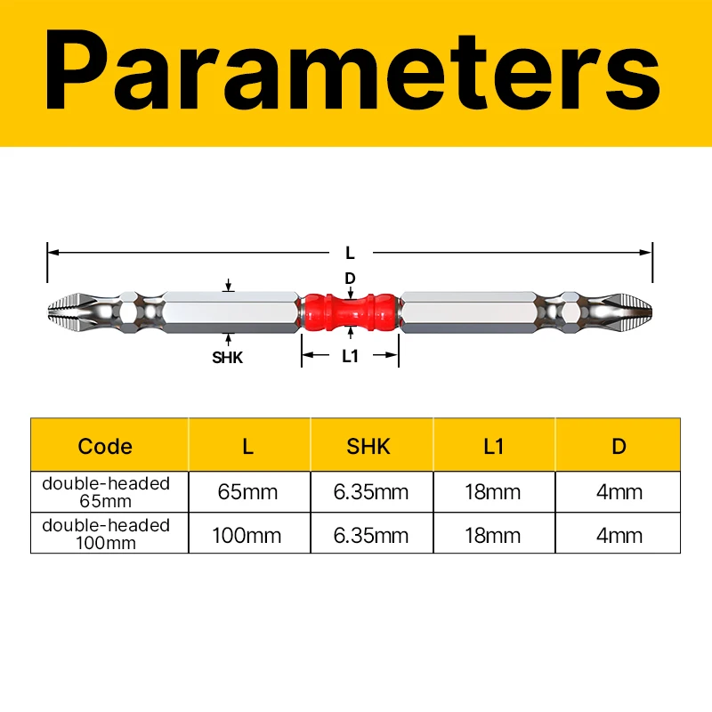 Imagem -06 - Bits de Chave de Fenda Magnética Antiderrapante Hex Haste Broca de Impacto Cruz Bits Conjunto Ferramentas 65 mm 100 mm Vários Tamanhos Peças 10 Peças Ph2