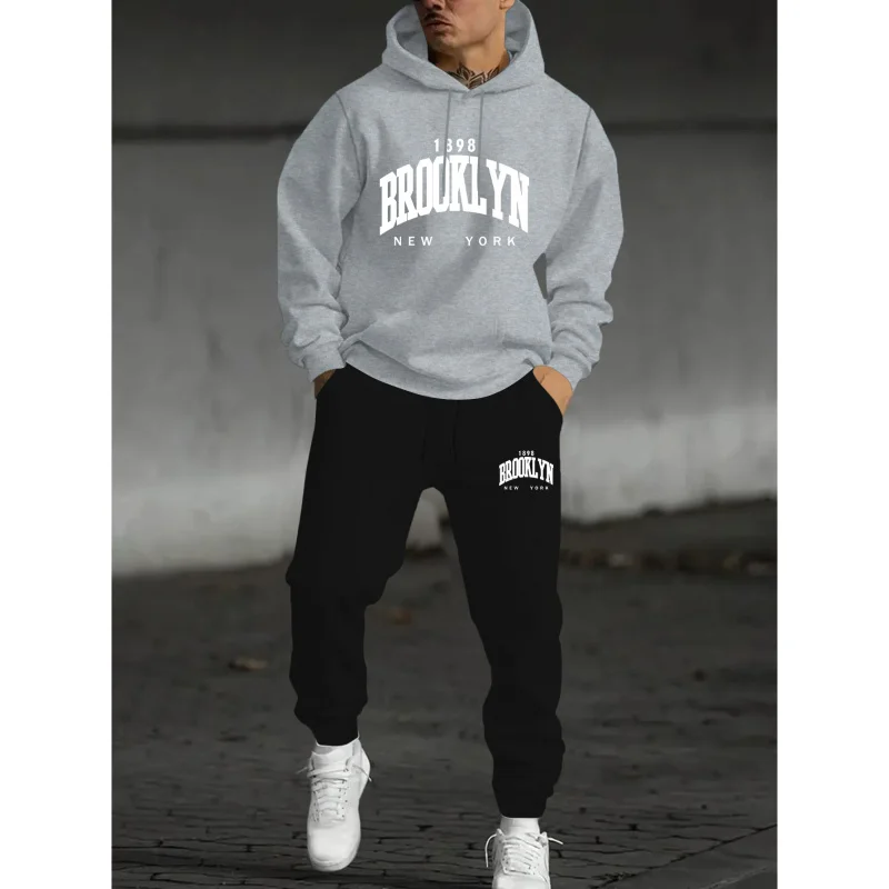 

American-Style Heavy-Weight Hooded Sweatshirt For Men, New Autumn And Winter Pullover Top, Casual Sweatpants Sports Suit