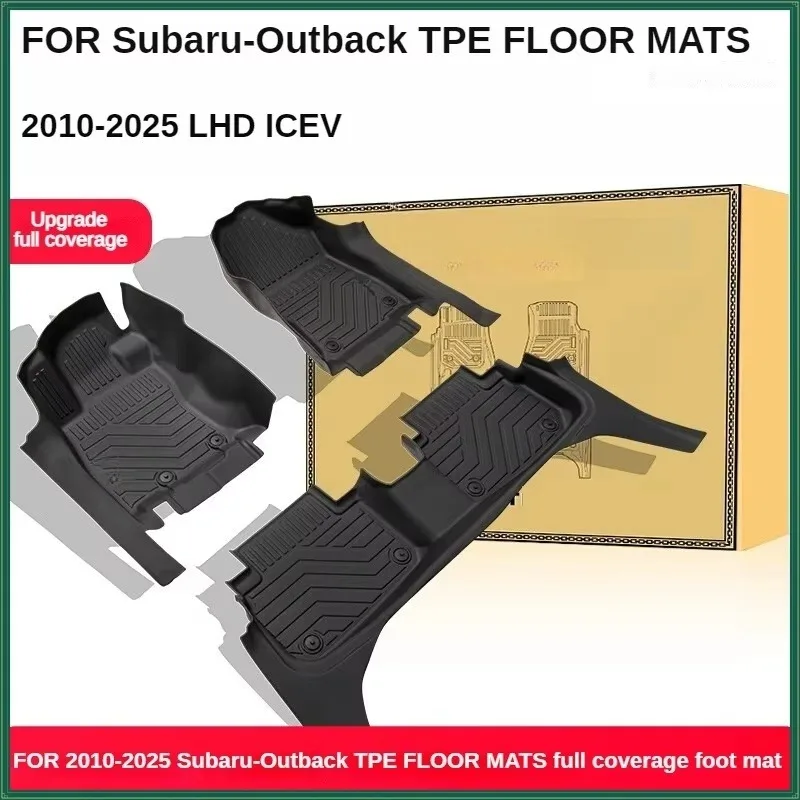 TPE Floor Mats For Subaru Outback 2010-2025 LHD ICEV Full Coverage Waterproof Surround threshold accessories
