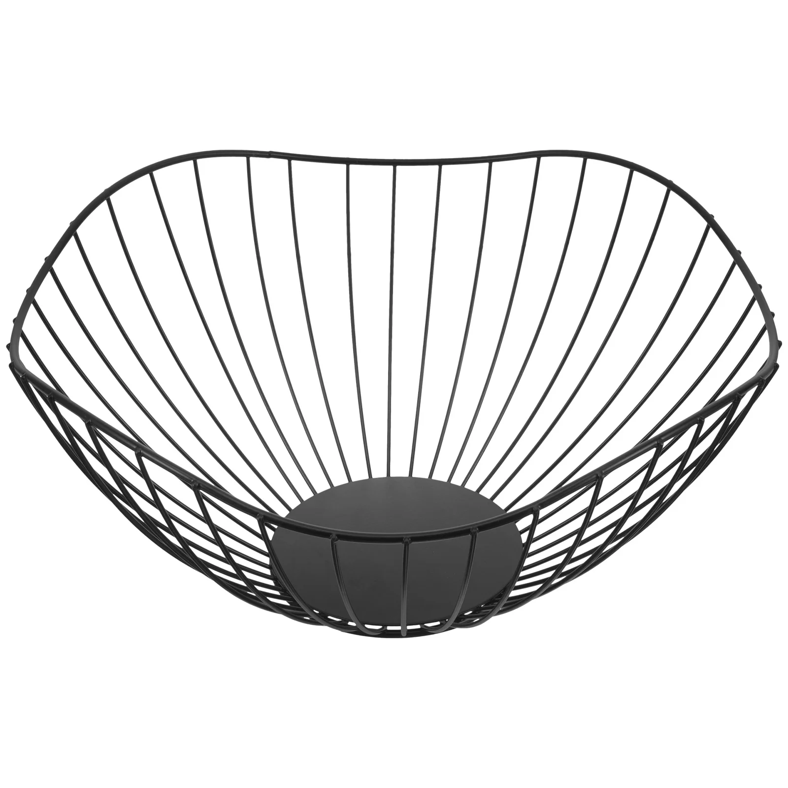 

Metal Fruit Basket Modern Kitchen Countertop Storage Wire Basket For Fruits Vegetables Snacks Bread Black Table
