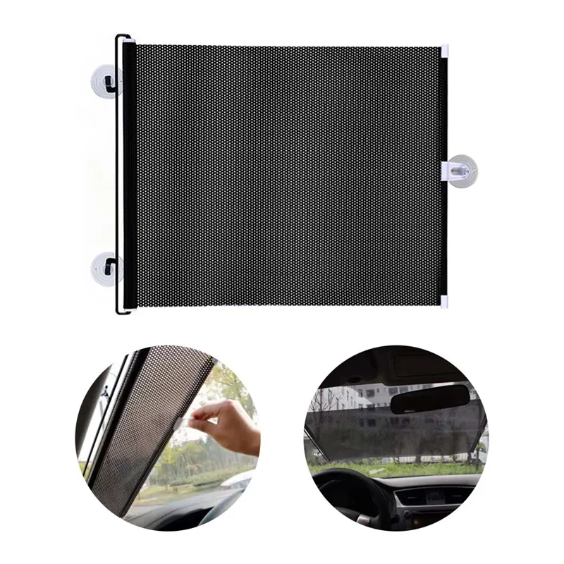 مظلة نوافذ أمامية وخلفية قابلة للسحب للسيارة ، إطار عزل حراري قابل للطي ، ملحقات الزجاج الأمامي