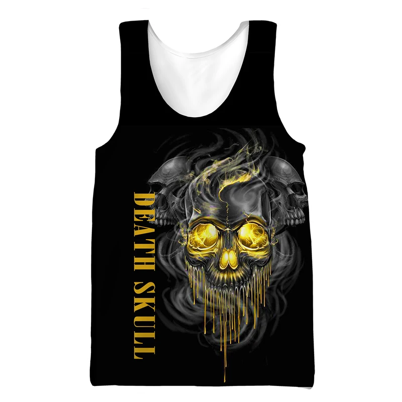 

Funny 3D Skull Print Men's Tank Top Hip Hop Punk Harajuku Street Vest Fashion Man Sleeveless Shirt Summer Breathable Loose Tees