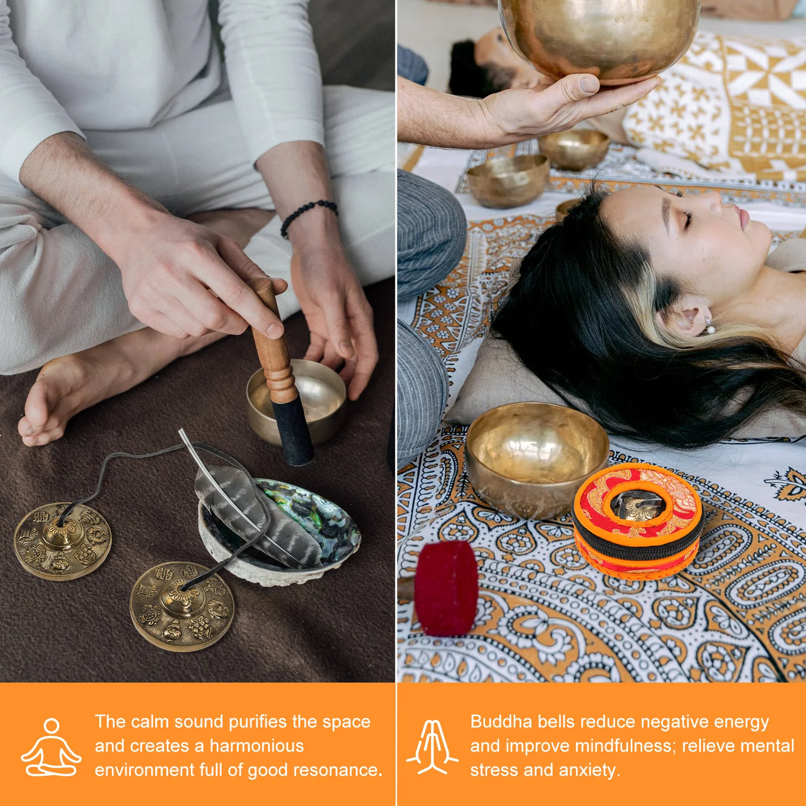 

Pure Copper Cymbals Bell Exquisite Texture Multipurpose for Yoga Buddhist Meditation Religious Supplies Copper Cymbals Bell