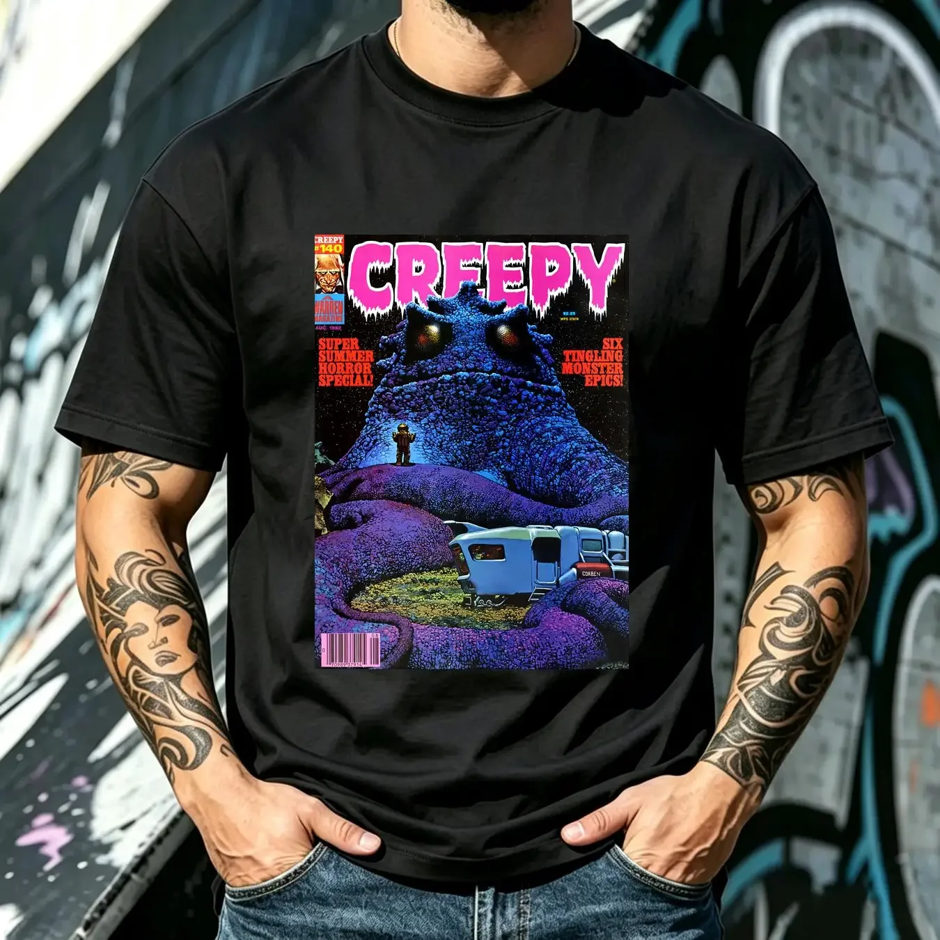 washed T Shirt RICHARD CORBEN ''CREEPY'' COVER CLASSIC vintage Washed Soft designer clothes homme Versatile Unisex Stylish