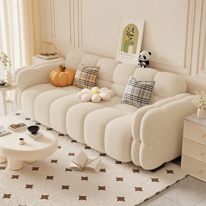for Small Apartment Cream Style Lazy Sofa for Living Room Rental Bedroom Sofa Bed Household Furniture