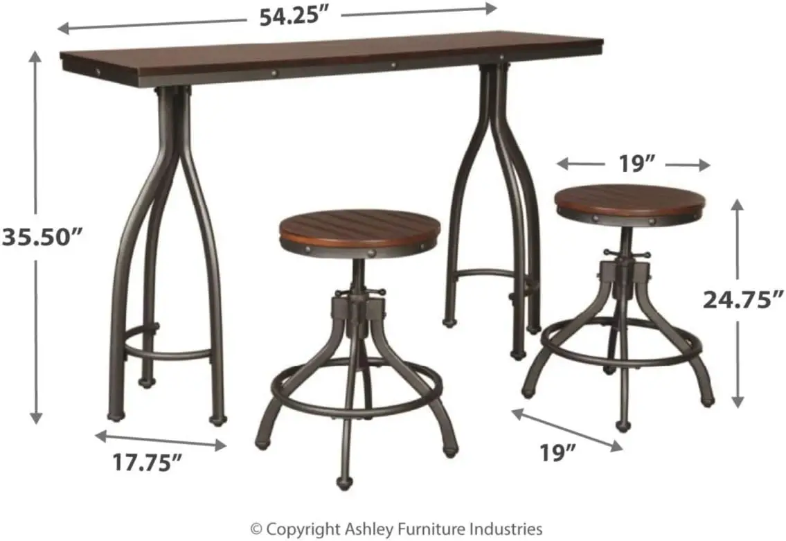 Design by Ashley Odium Urban Counter Height Dining Table Set with 2 Bar Stools, Gray