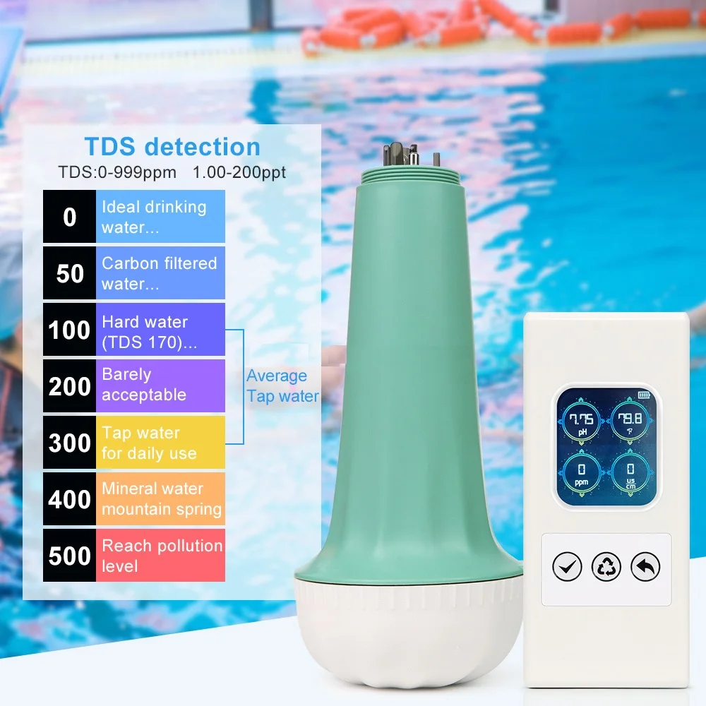 BLE-YF04 Wireless swimming pool detector 4 in 1 PH EC TDS Temp Remote control  Water Quality Detector